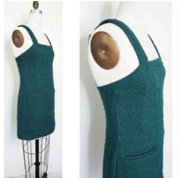 Abercrombie & Fitch Dress Small Green Tweed Boucle Wool Jumper Pockets New i26 - Picture 6 of 8